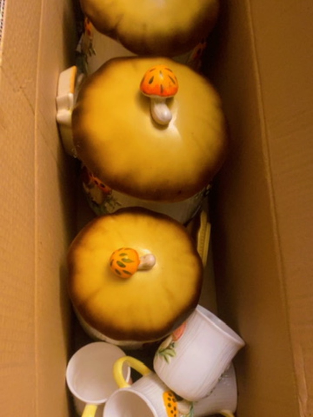 Sears Merry Mushrooms Ceramic Canister Set in Brown and Cream - Picture 2 of 5
